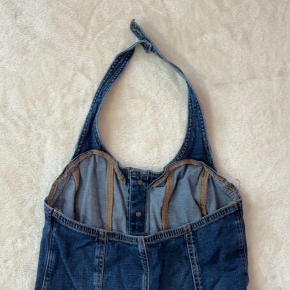 AE Denim Halter Button-Up Romper - Picture 8 of 11